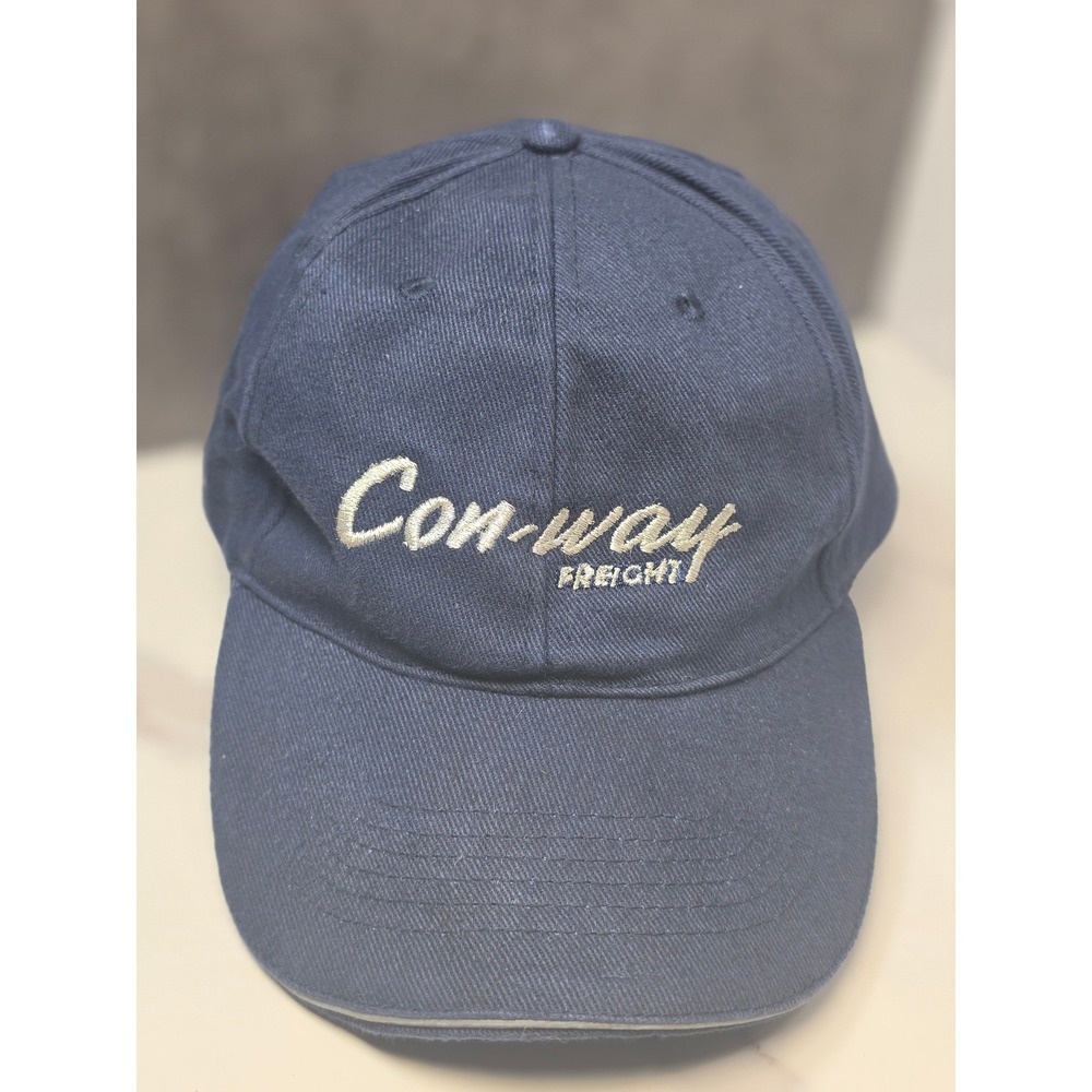 Con-way Freight Navy Blue Embroidered Baseball Cap Hat Reflective Trim XL Cotton